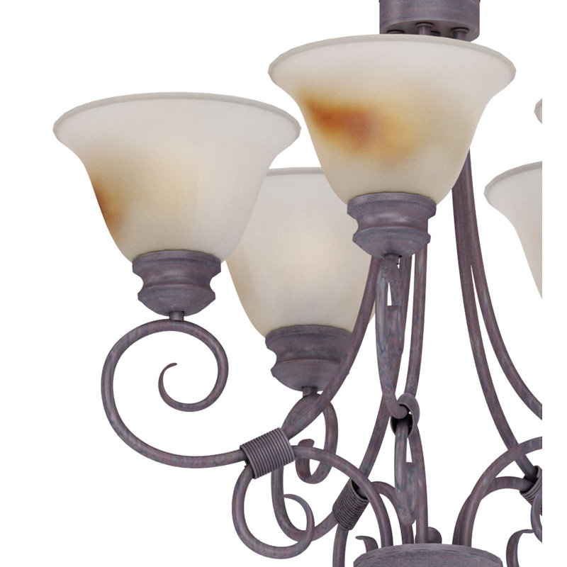 Garison 5-Light Indoor Prairie Rock Dimmable Classic/Traditional Chandelier with Alabaster with Swirls Glass Bell Shades