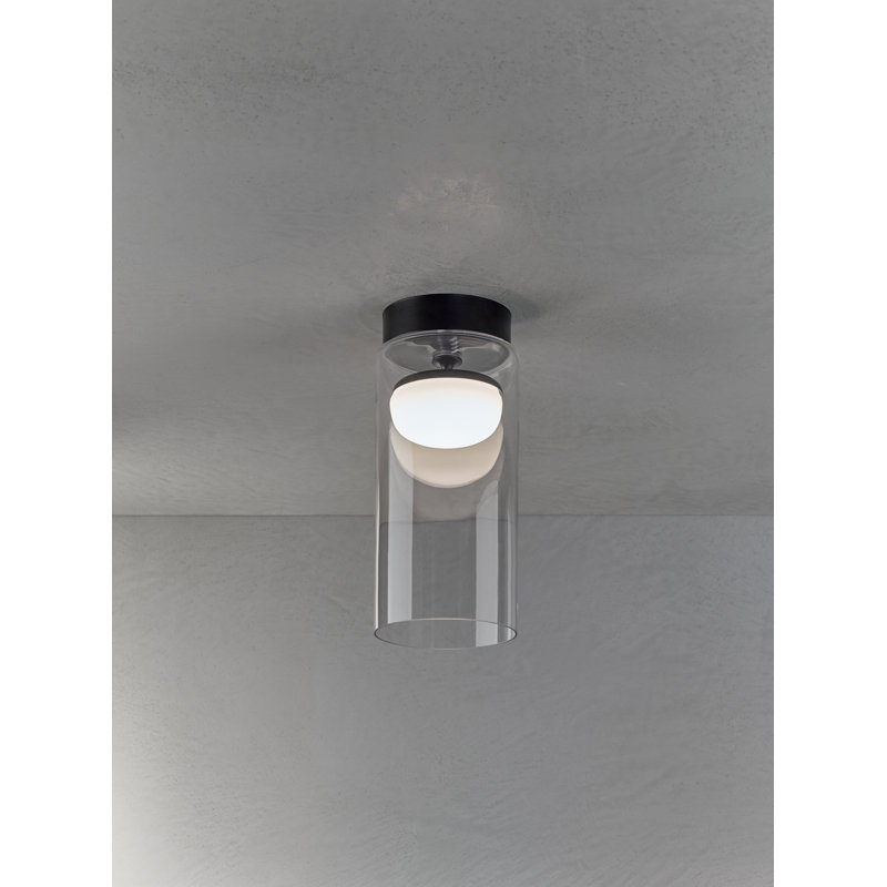 Glass LED Semi Flush Mount, 41cm H x 18cm W x 18cm D, Matt Black, 3000K