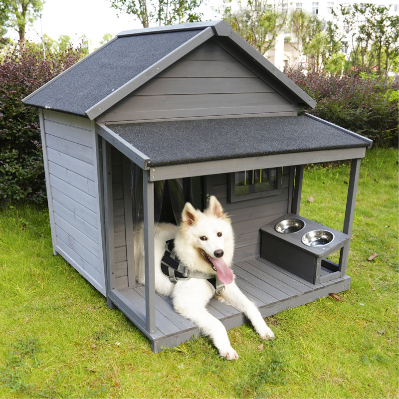 Chenil pour chien gris avec intérieur isolé