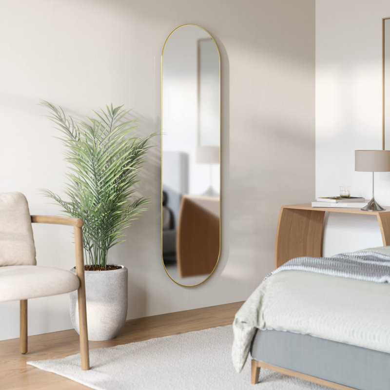 HUBBA PILL MIRROR 157x45 TITANIUM, 157 cm H x 45 cm W, Brass