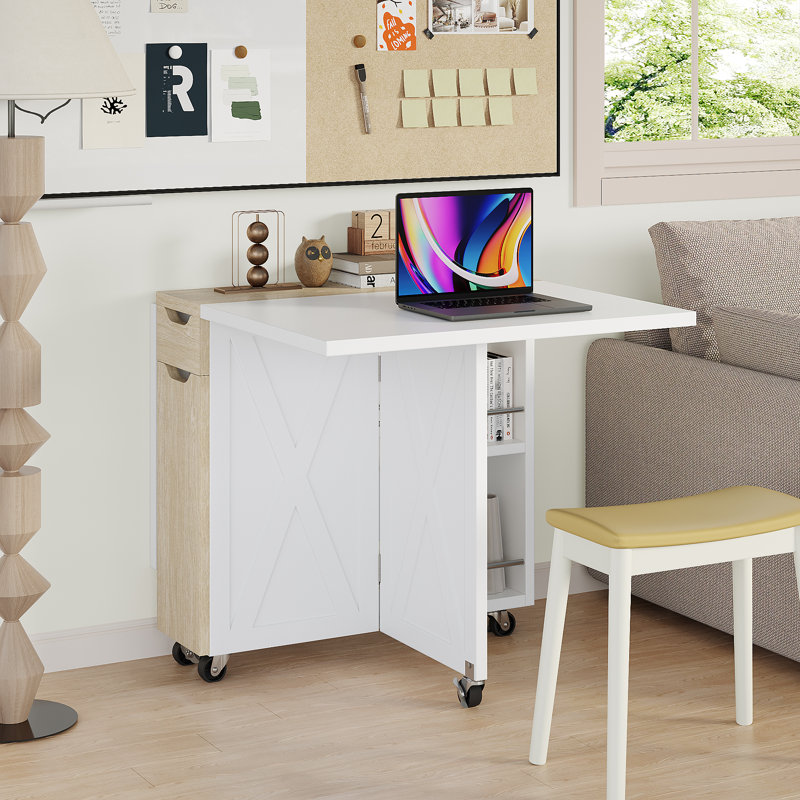 Extendable Dining Table, White/Wood