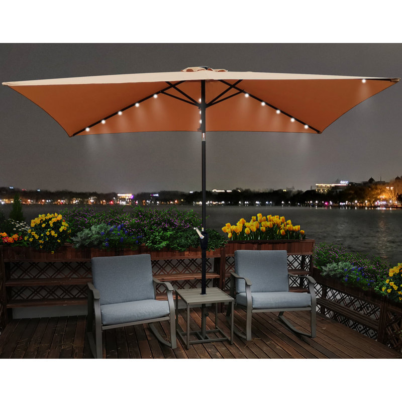 Parasols de marché extérieurs 10 x 6,5 T à DEL avec manivelle et bouton poussoir pour abat-jour de jardin extérieur