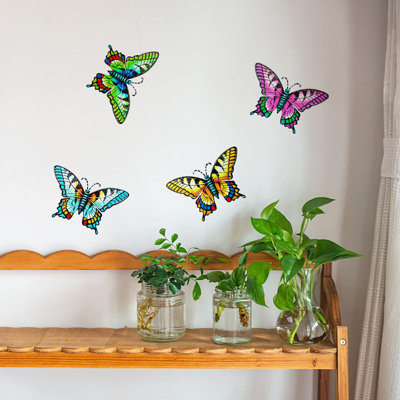 4 Pcs Metal Butterfly Wall Art Decor Colorful Butterflies Wall  Hanging Decor for Home Patio Garden, Great Gift Choice