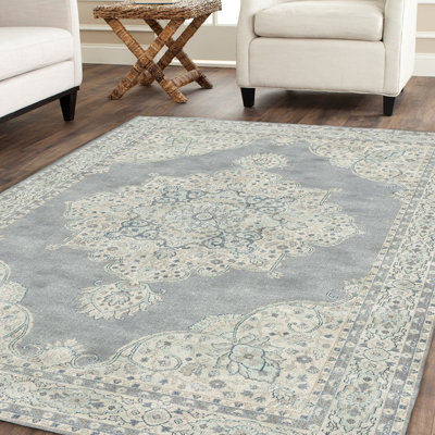 Selene Rectangle 99 cm x 140 cm Floral Viscose Area Rug