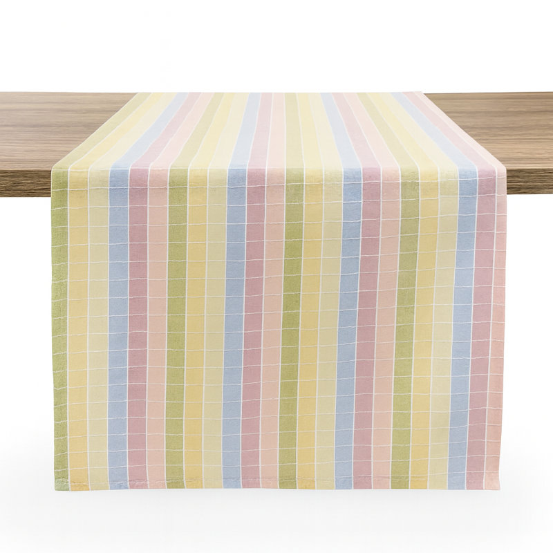 Chemin de table rectangulaire en coton à carreaux, 92 po x 16 po