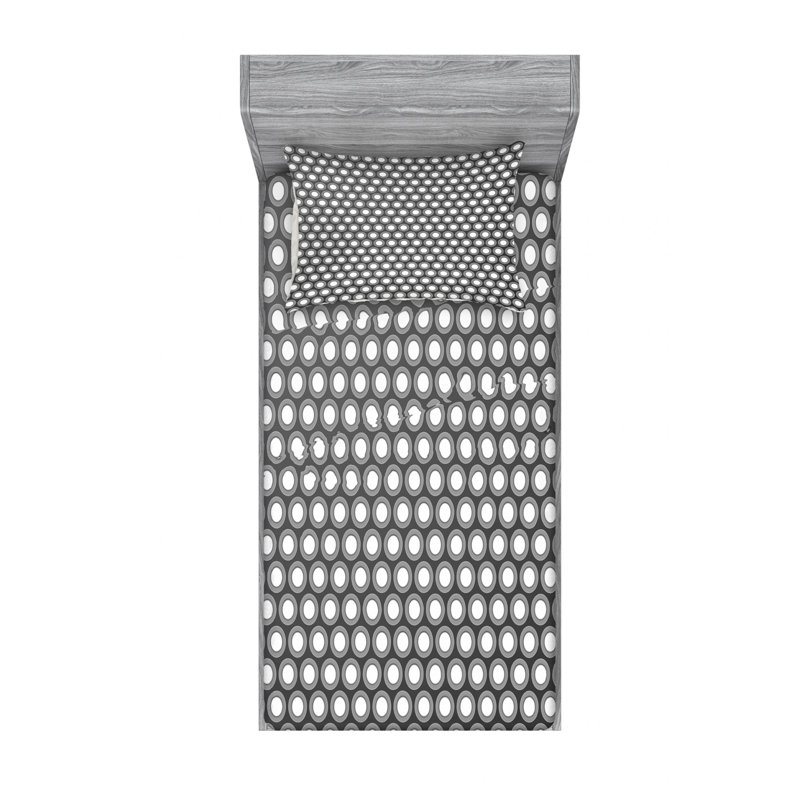 Microfiber Sheet Set, Twin XL Sheet Set with Fitted Sheet, Geometric, Gray/White
