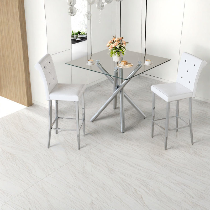 Ensemble de tables de salle à manger compactes et modernes avec chaises, en acier et en verre, pour la cuisine et la maison