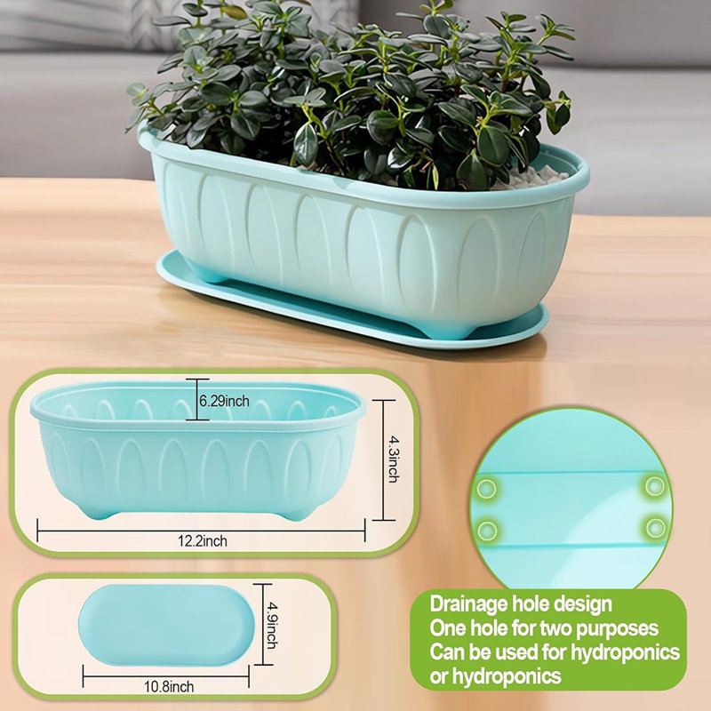 Paquet de 5 pots de plantes mignons en plastique de 12 pouces avec soucoupes | Multicolore ...