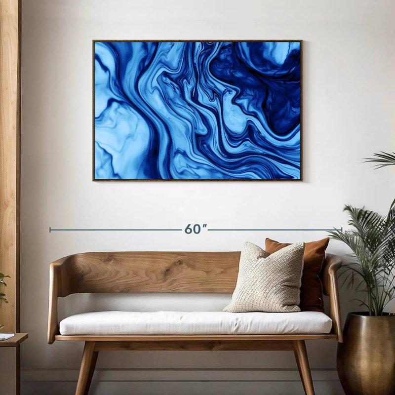 Blue Wave Dynamic Magee, Floating Frame Walnut, 43" X 29"