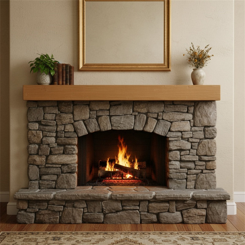 Manteau de cheminée 72 po en bois de sapin extra large - Tablette murale / flottante pour grands salons | Surface plane, design moderne rustique
