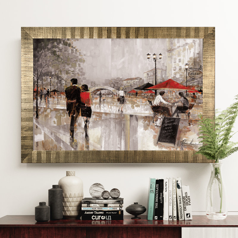 Reproduction sur toile « Charm » Arianie, Impression encadrée sans passe-partout, H 29 po x l 41 po, Or antique