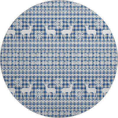 Premium Machine Washable Mayfield AMF1820 Reindeers and Snowflakes Rug