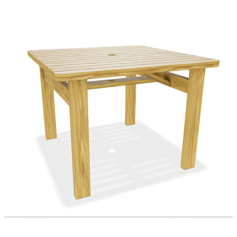 Square Redwood Outdoor Dining Table With Umbrella Hole , 100cm cm W 100cm cm D