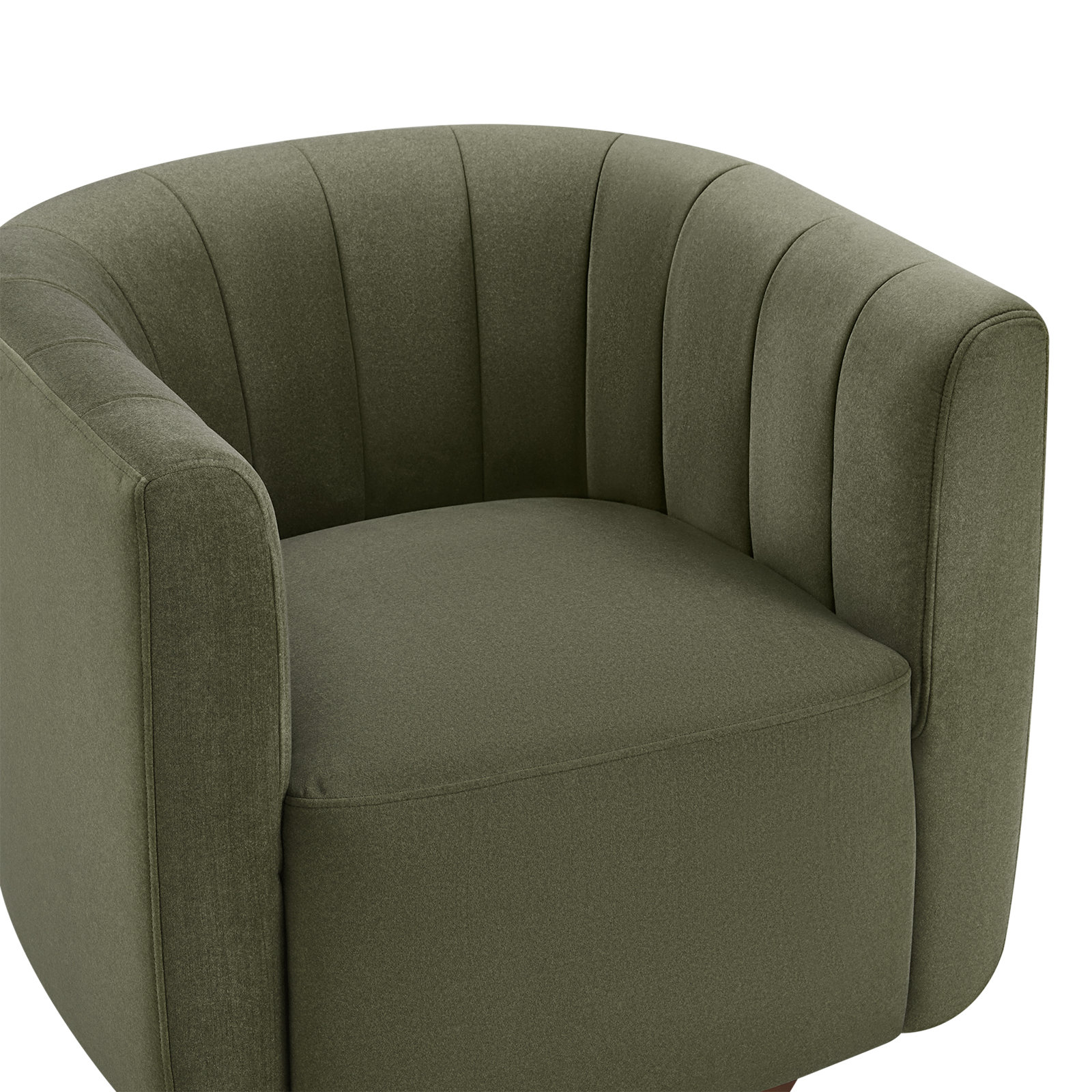 Becki Owens for Joss & Main Channel Tufted Velvet Swivel Armchair, Vesper Forest Performance Velvet