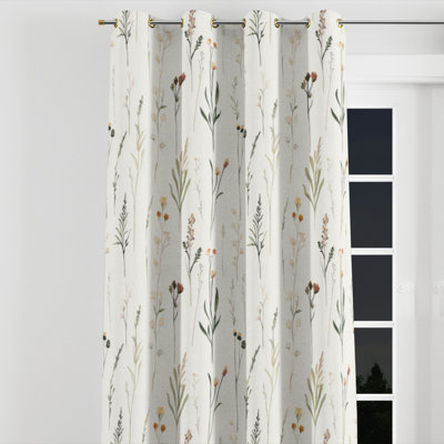 Floral Room Darkening Curtains - Country Farmhouse Cottage Meadow Breeze Grommet Curtain - 1 Panel