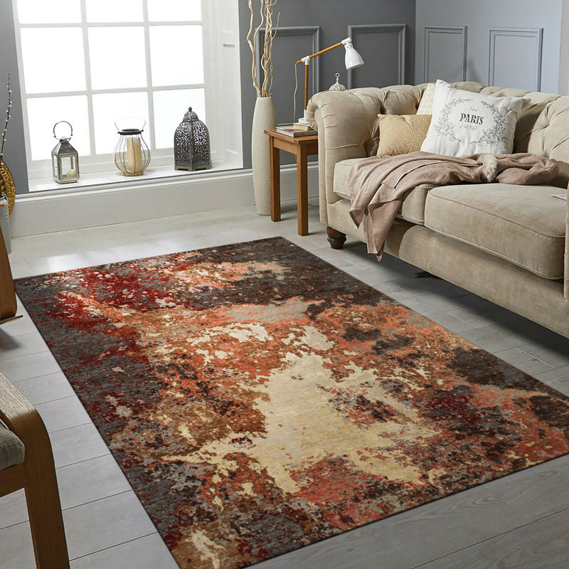 KA Charcoal Hand Knotted Area Rug
