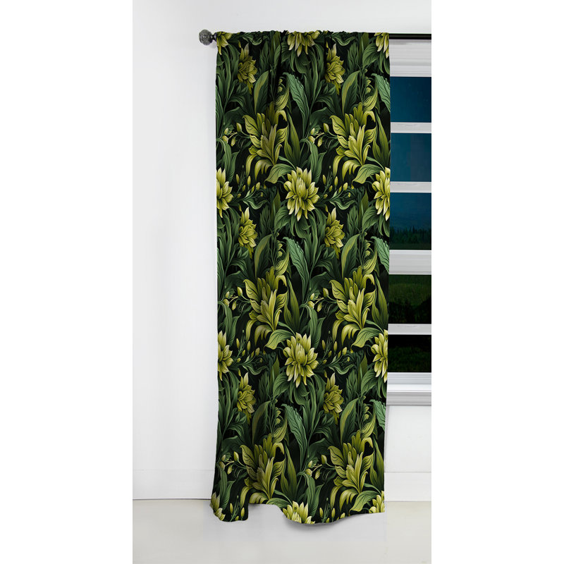 Tropical Jungle Damask I - Rideau floral - Rideau occultant - 1 panneaux, L 52 po x L 84 po