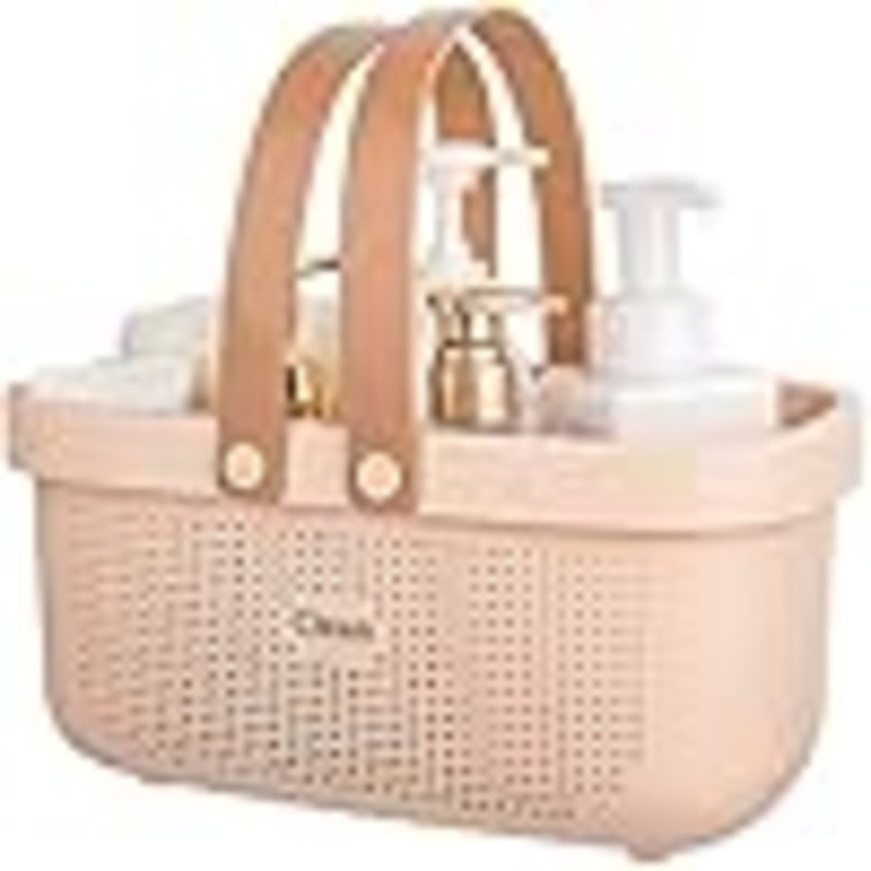 Panier de rangement en plastique avec poignée,  L 7 po x P 6 po, Rose