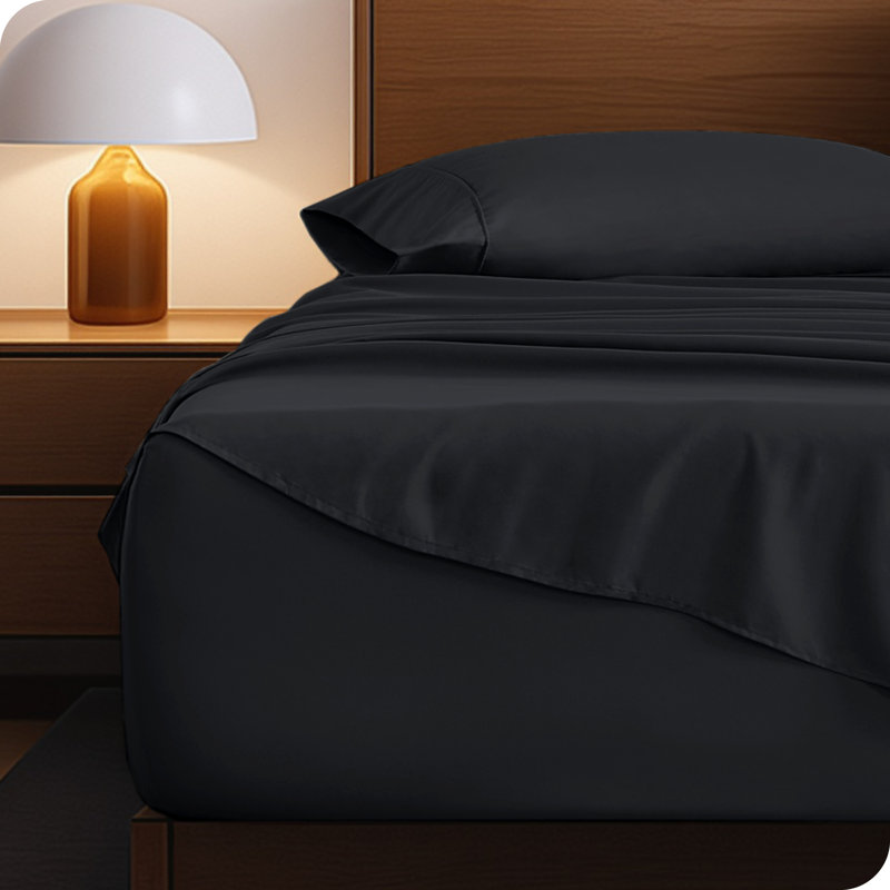 22" Deep Pocket Microfiber Sheet Set, Twin XL Sheet Set with 2 Pillowcases, Black