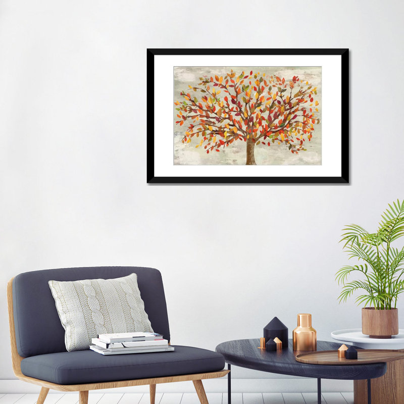 «Fall Foliage», reproduction sur toile, H 18 po x l 26 po x P 1,5 po, Toile encadrée noire, Blanc