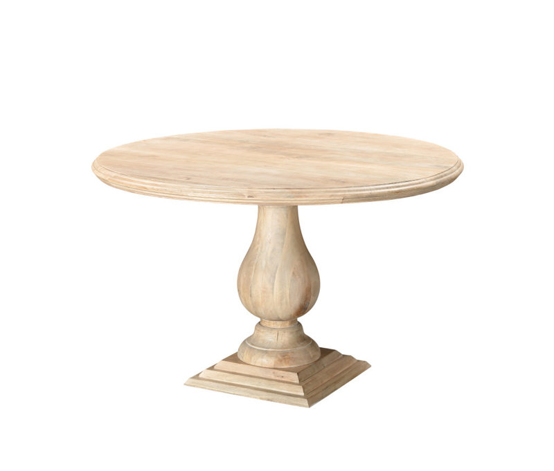 48" Natural Solid Wood Pedestal Base Round Top Dining Table