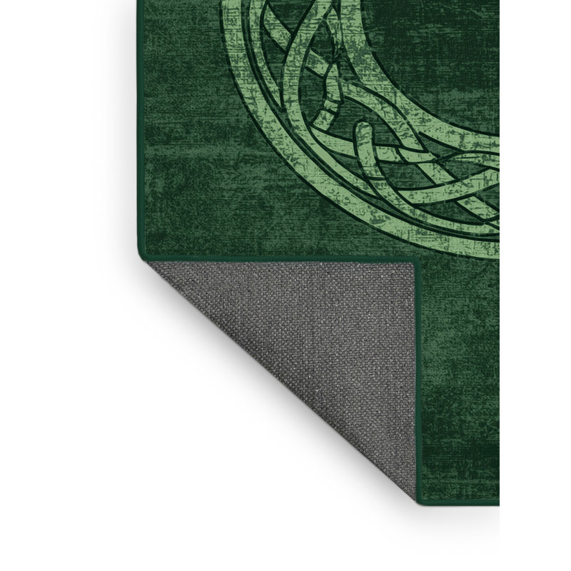 Tapis moelleux et moelleux à motif abstrait moderne et contemporain Fed Patt St Patties - Reliure verte, 7 x 9