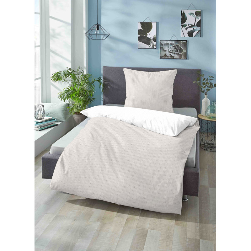 Cotton Dots Duvet Cover Set with Pillowcases Included, 200 x 200 cm - 2 Pillowcases 80 x 80 cm, Taupe