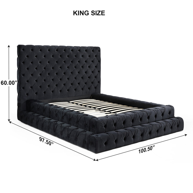 Velvet EU King Size Bed Black LUBBON 