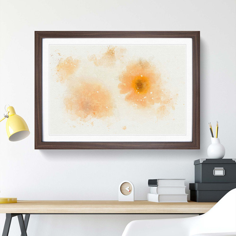 Flower Collage in Abstract - Wall Art, 40cm H x 60cm W x 2cm D, Walnut  Single Picture Frame Wood