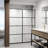 Meridian 60-in W x 74-in H Hinged Shower Door in Matte Black and Clear Grid Glass