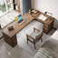 Bureau en forme de L en bois de noyer clair 62,99 po avec 6 tiroirs-108830330-108830328