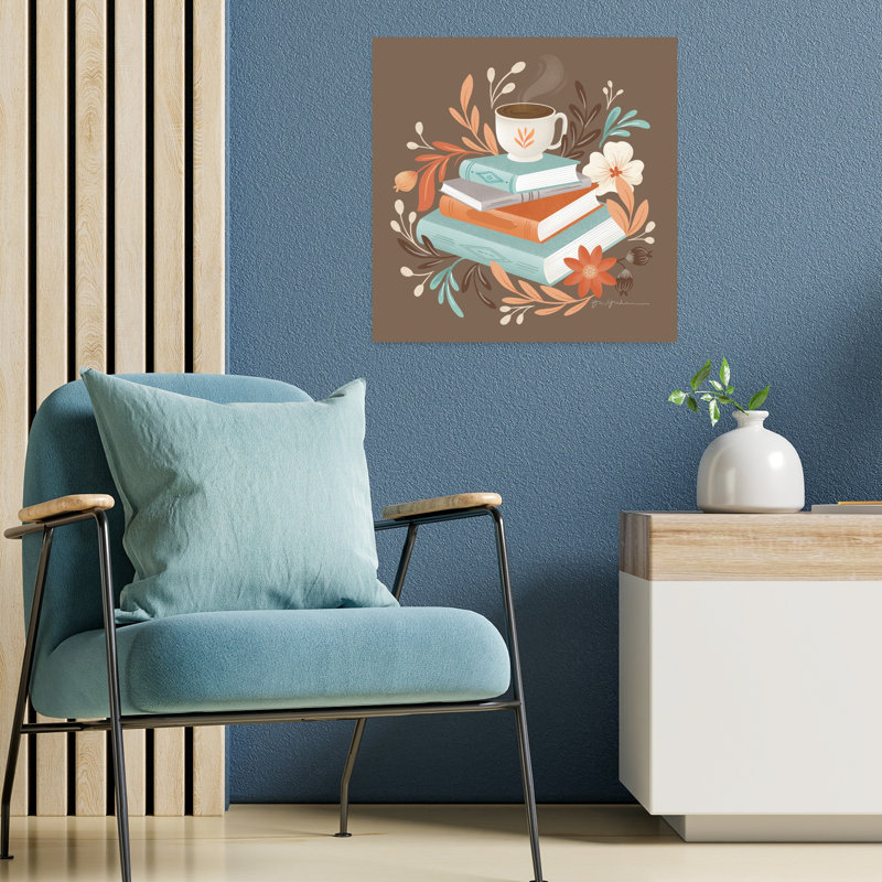 Art moderne en mélange de vii avec livre bleu, H 18 po x l 18 po