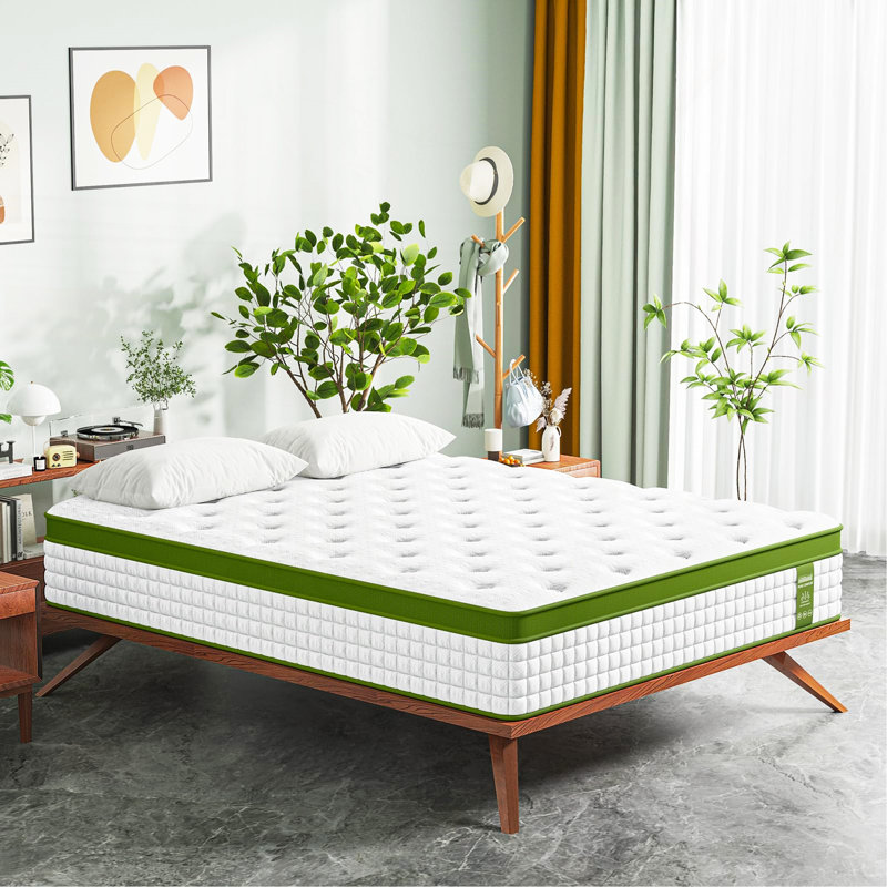 Matelas, matelas dans une boîte avec mousse viscoélastique imprégnée de gel et ressorts ensachés, isolement de mouvement à soulagement de pression, certifié Certipur-Us, sans odeur