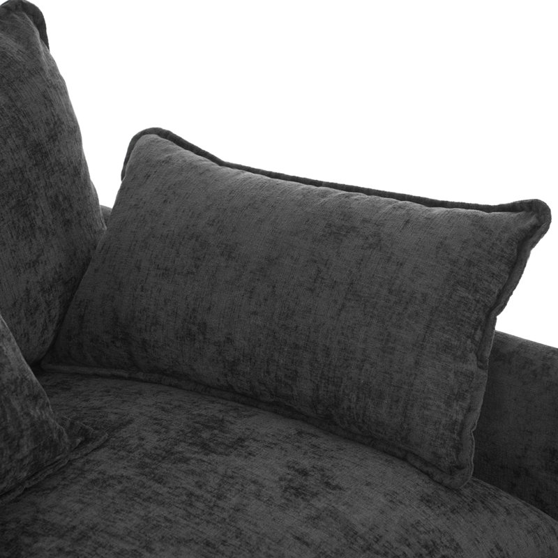 Chaise d'appoint moderne avec repose-pieds, Noir