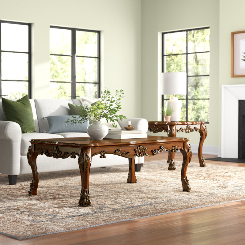 Caruthers 2 Piece Coffee Table Set, Cherry Oak