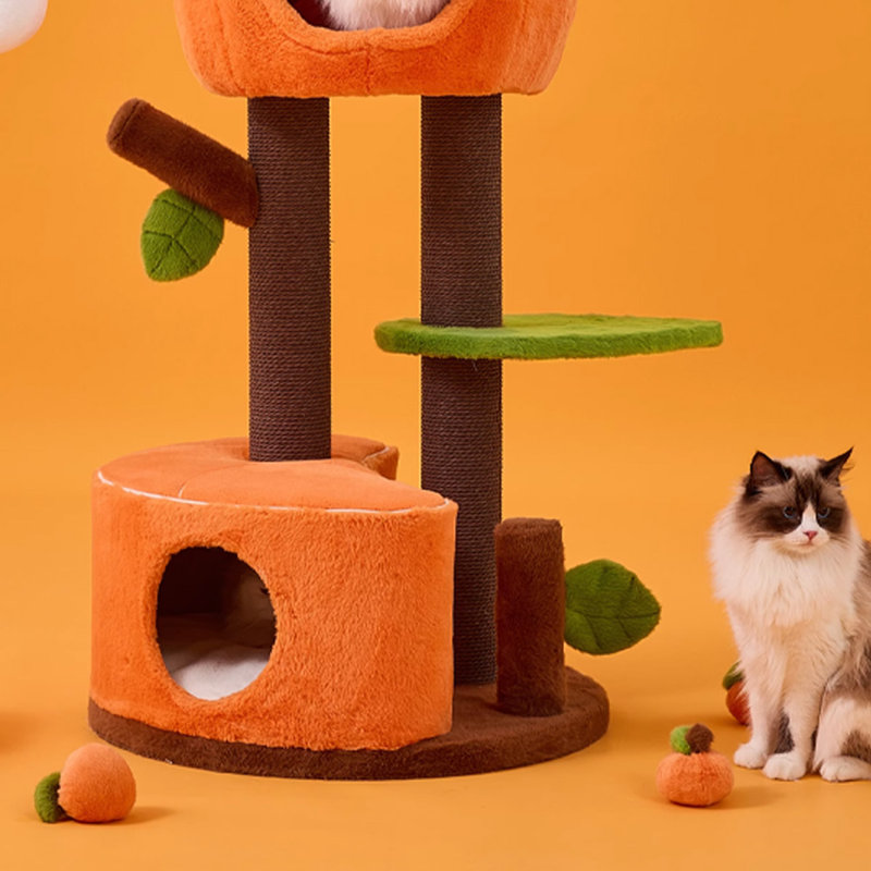 Arbre à chat 3 niveaux avec condons, perchoir, poteaux à griffer
