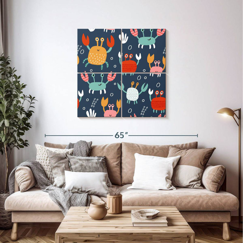 Ashelle Pattern Of Cute Crabs, 38" H x 38" W