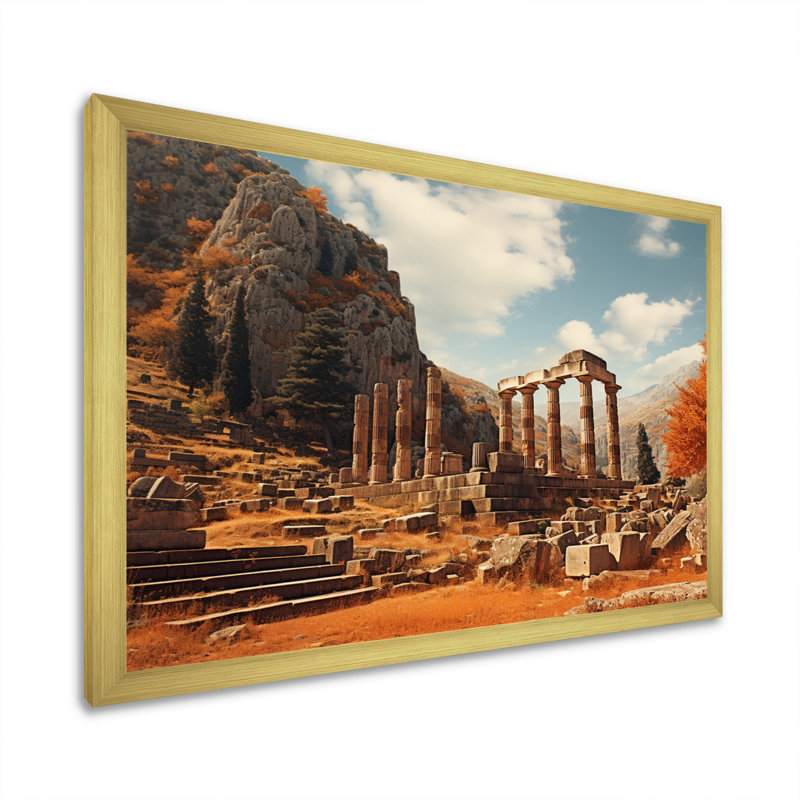 Grèce Grèce Mythos II sur toile, Encadrement doré, H 16 po x l 32 po x P 1 po