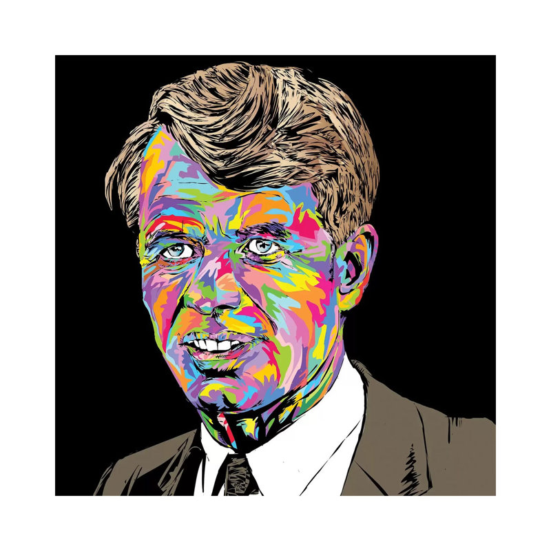 Robert Kennedy par Technodrome1 - impression d'art graphique, Pas de tapis, Toile tendue, H 12 po x l 12 po x P 0,75 po