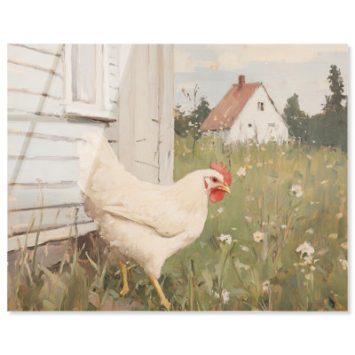 «Pecking by the Barn», reproduction d'art acrylique sur toile par Art Remedy