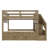 Walnut Pine Frame Twin XL Bunk Bed With Trundle, Storage Drawers, Storage Staircase And Wardrobe-1076624441