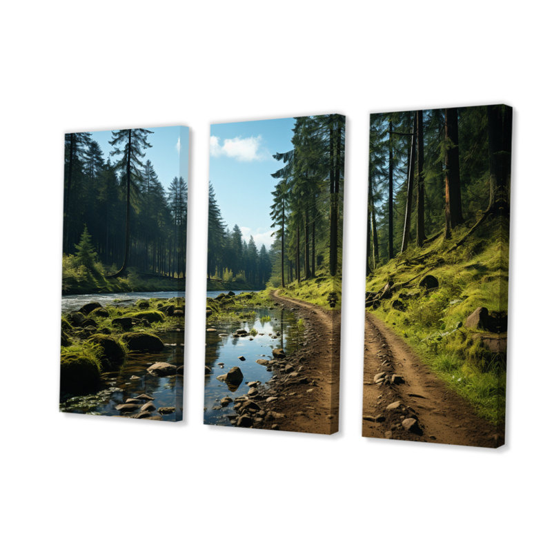 Paysage, forêt, Oregon, États-Unis, ensemble d'art sur toile 3 pièces - Forêt de Siuslaw, H 40 po x l 60 po x P 1 po