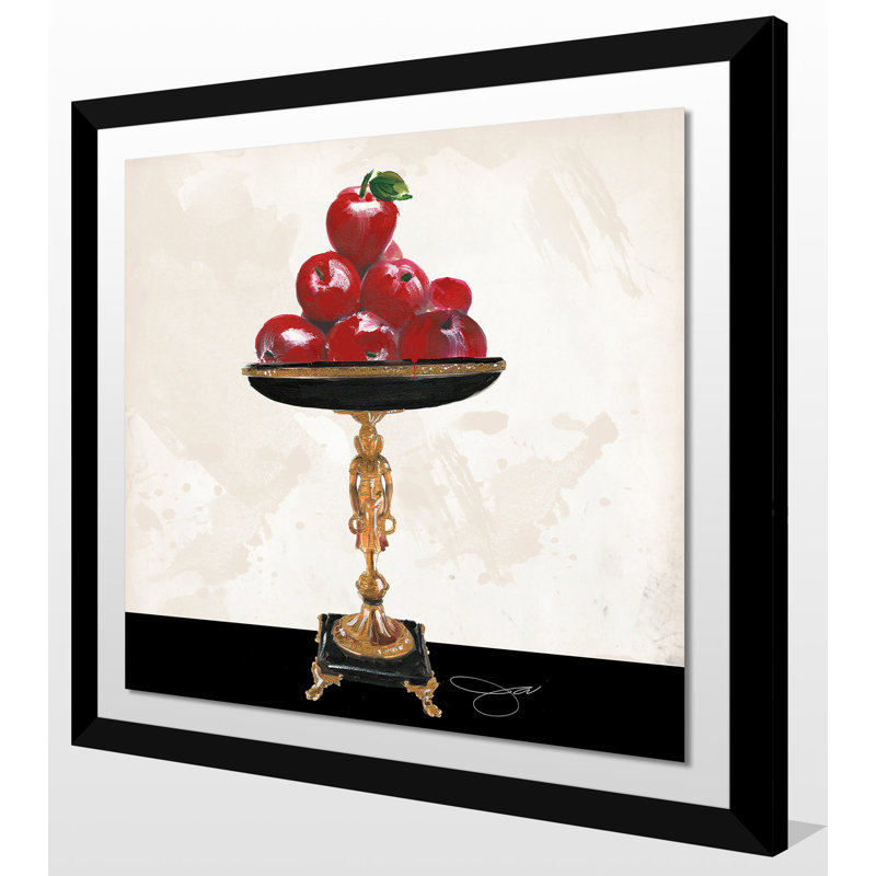 « pommes », reproduction de peinture à l’aquarelle, H 31,5 po x l 31,5 po x P 1 po, Cadre noir