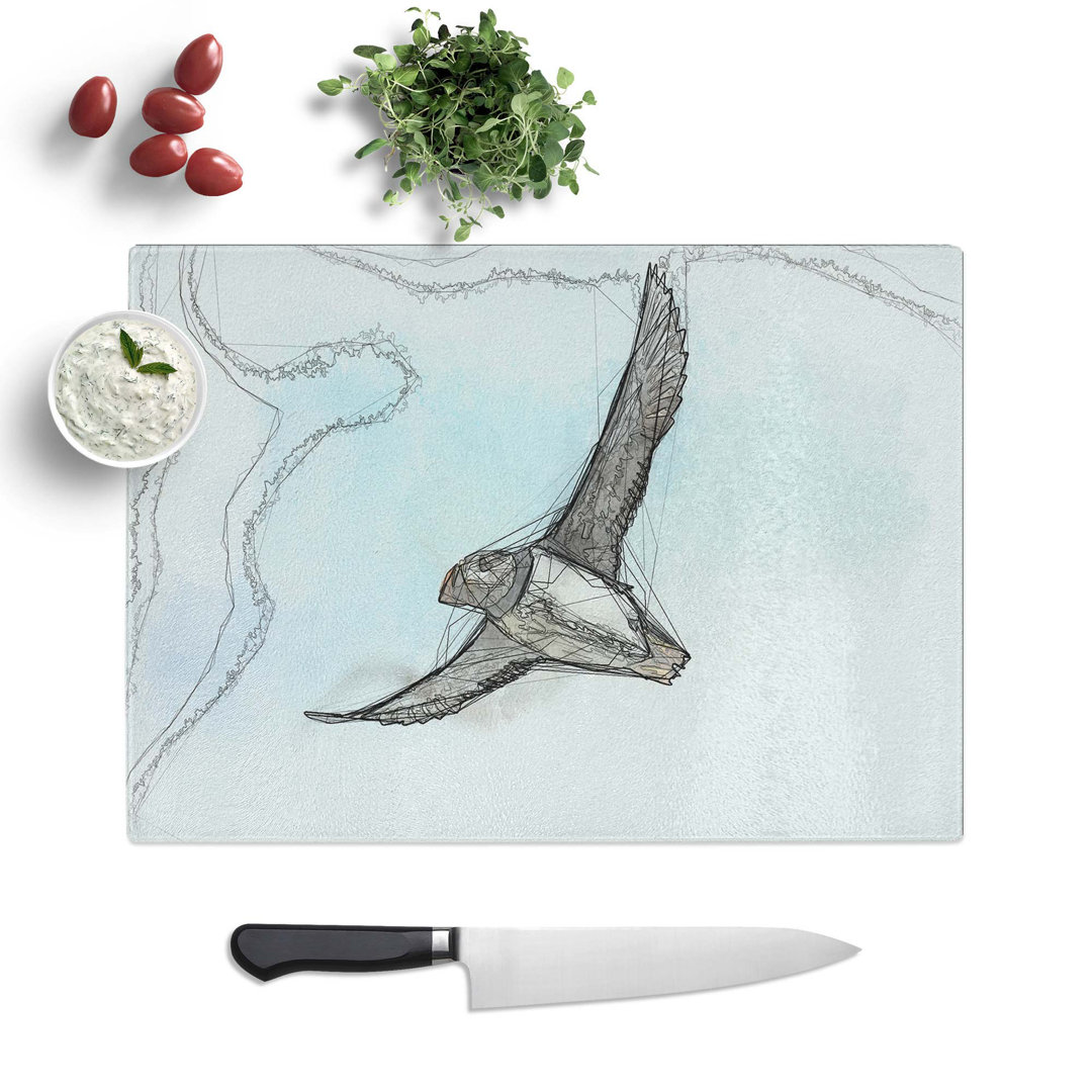 Glass Flying Atlantic Puffin Bird in Abstract Chopping Board