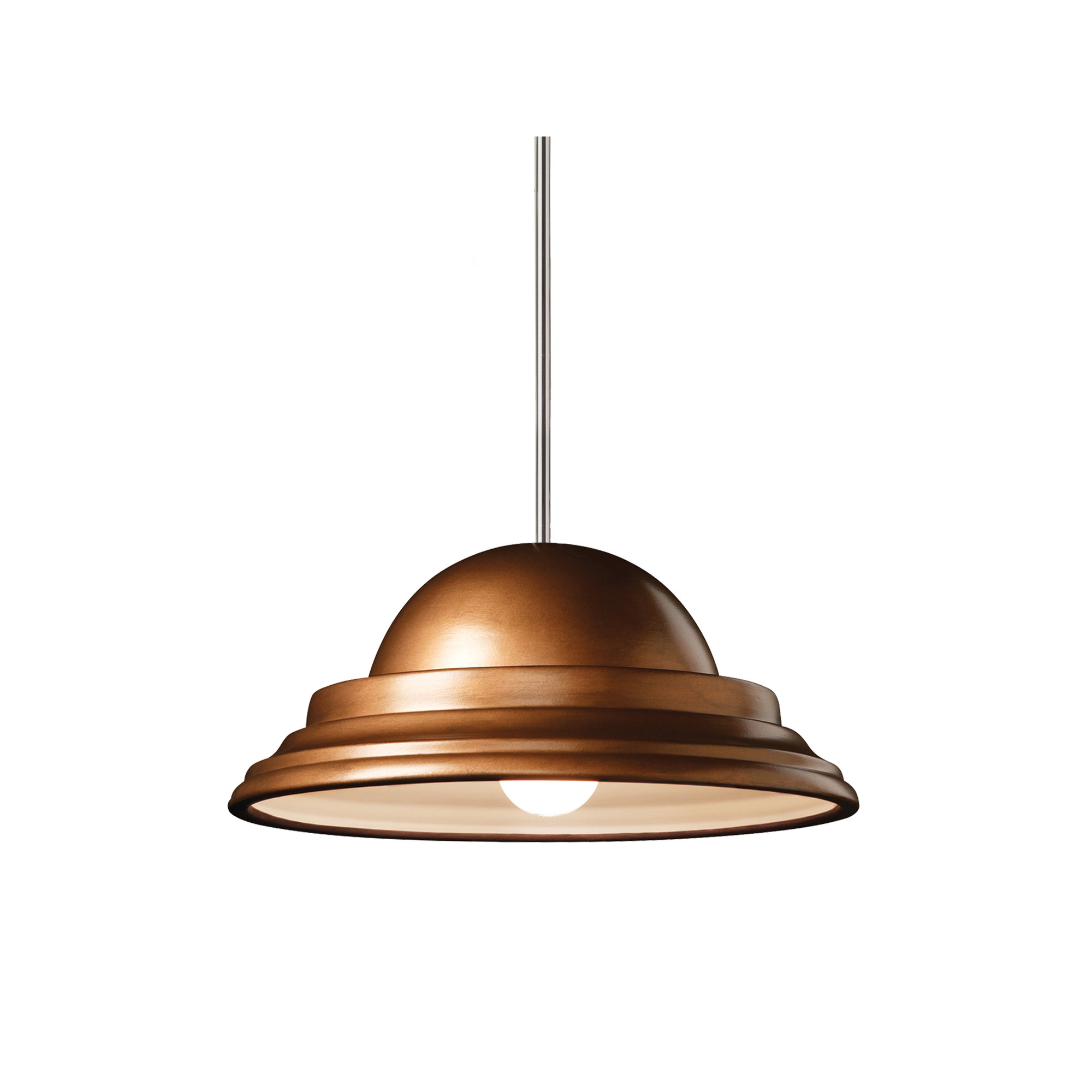 Leni Single Light Ceramic Dimmable Pendant, Polished Chrome, Antique Copper, Yes