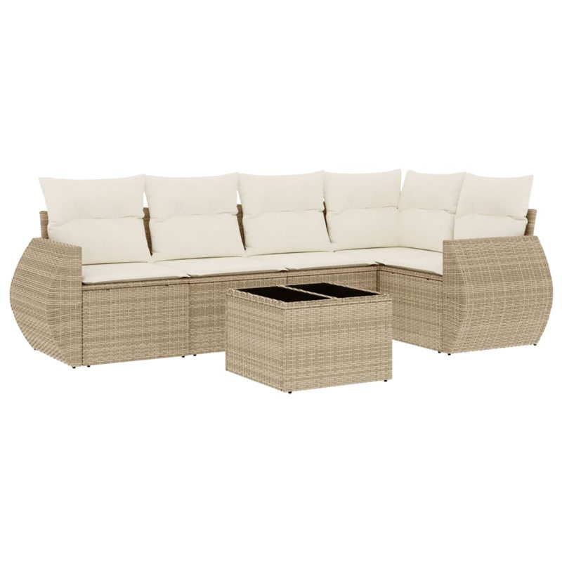  Ensemble de canapé de jardin beige, Blanc, crème, Beige