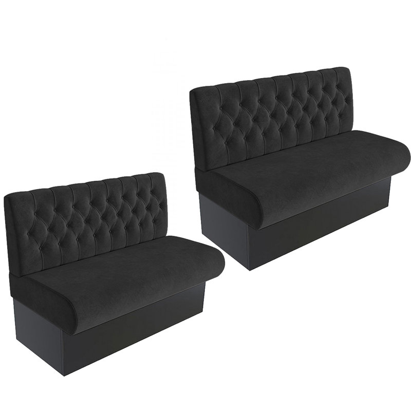 Banc rembourré en velours, Noir