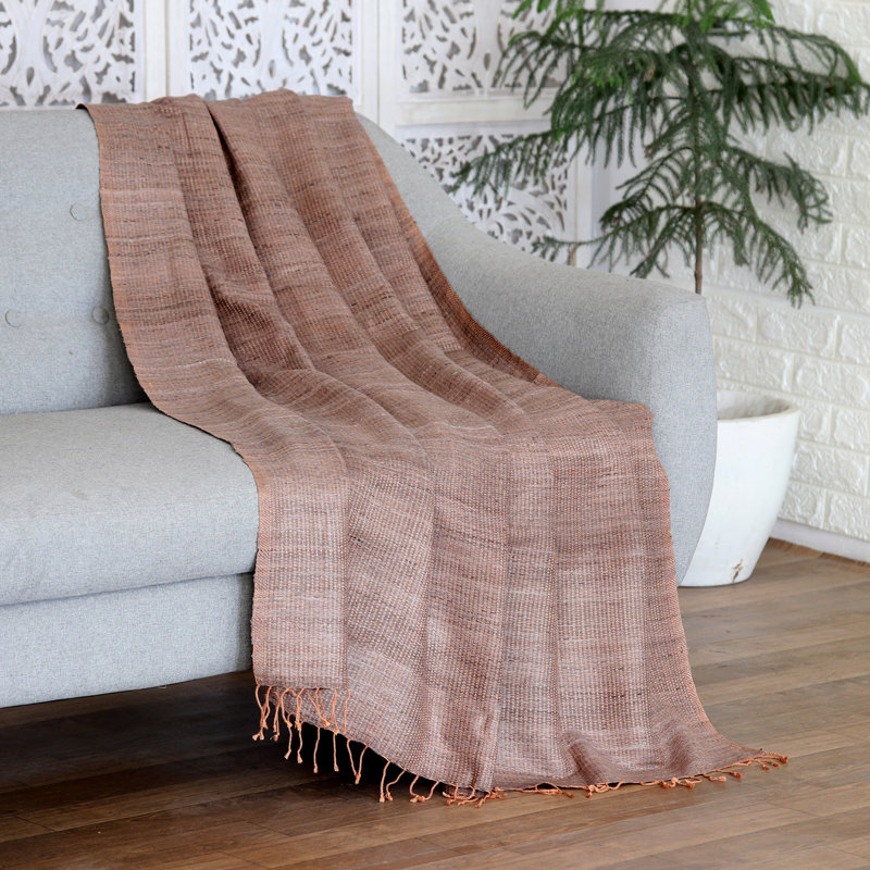 Hand Woven Heated Throw Blanket, 52" W x 62" L, Brown