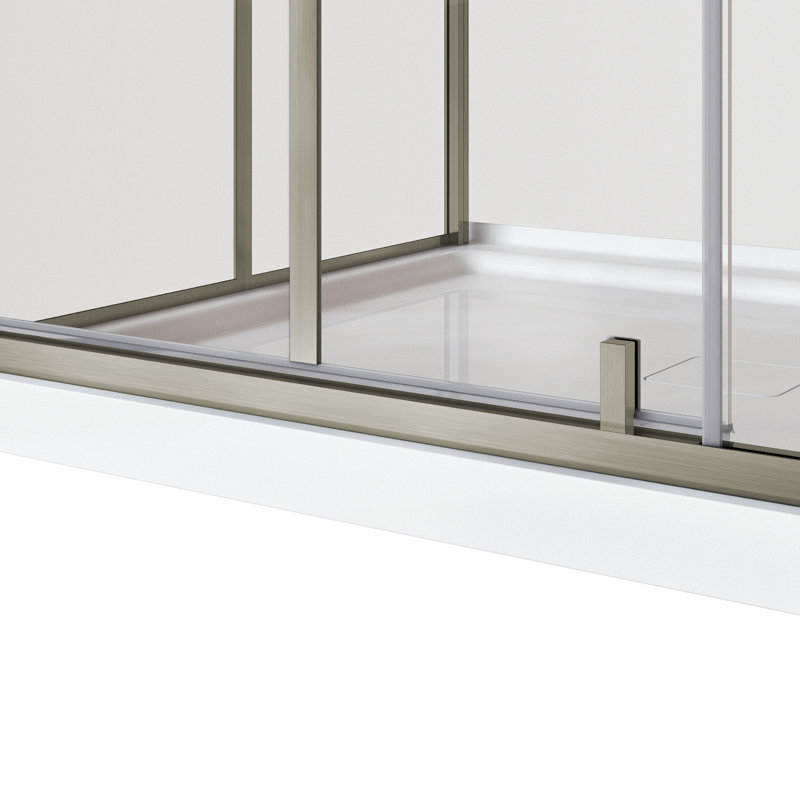 Tava 48" L X 36" W X 77.5" H Rectangular Corner Pivot Shower Kit In Brushed Nickel Finish, Brushed Nickel