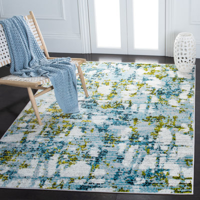 Tapis bleu sarcelle / vert / blanc Hollman